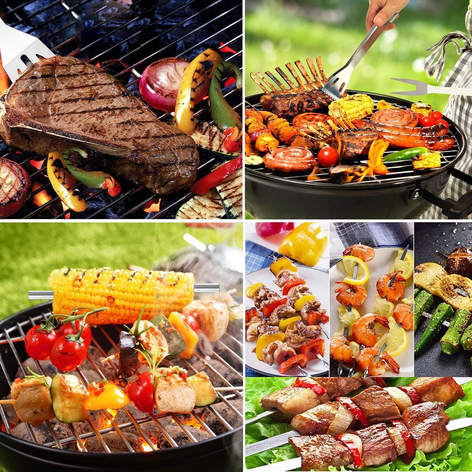 Bbq Accessories Kit - 20Pcs Stainless Bbq Grill Tools Set For Smoker Camping Barbecue Grilling Tools Bbq Utensil Set Outdoor Coo